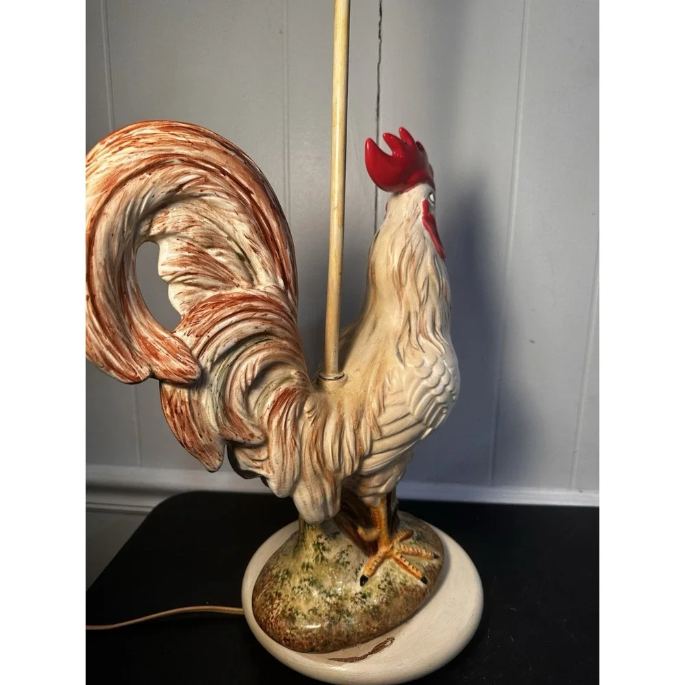 Vintage Rooster‎ Table Lamp Ceramic Farmhouse Country Kitchen Decor